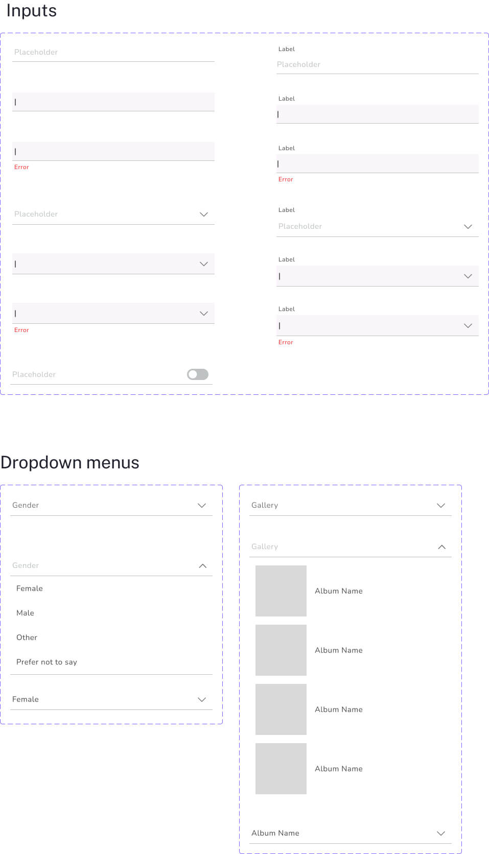 The design of input fields