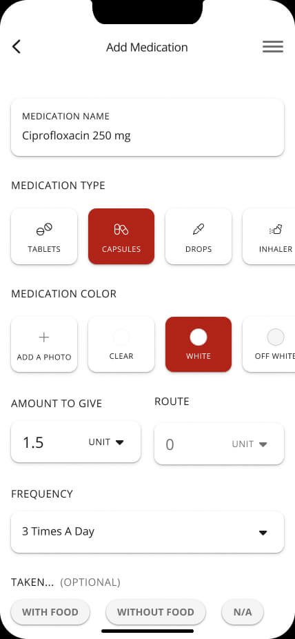 patient medication filled details