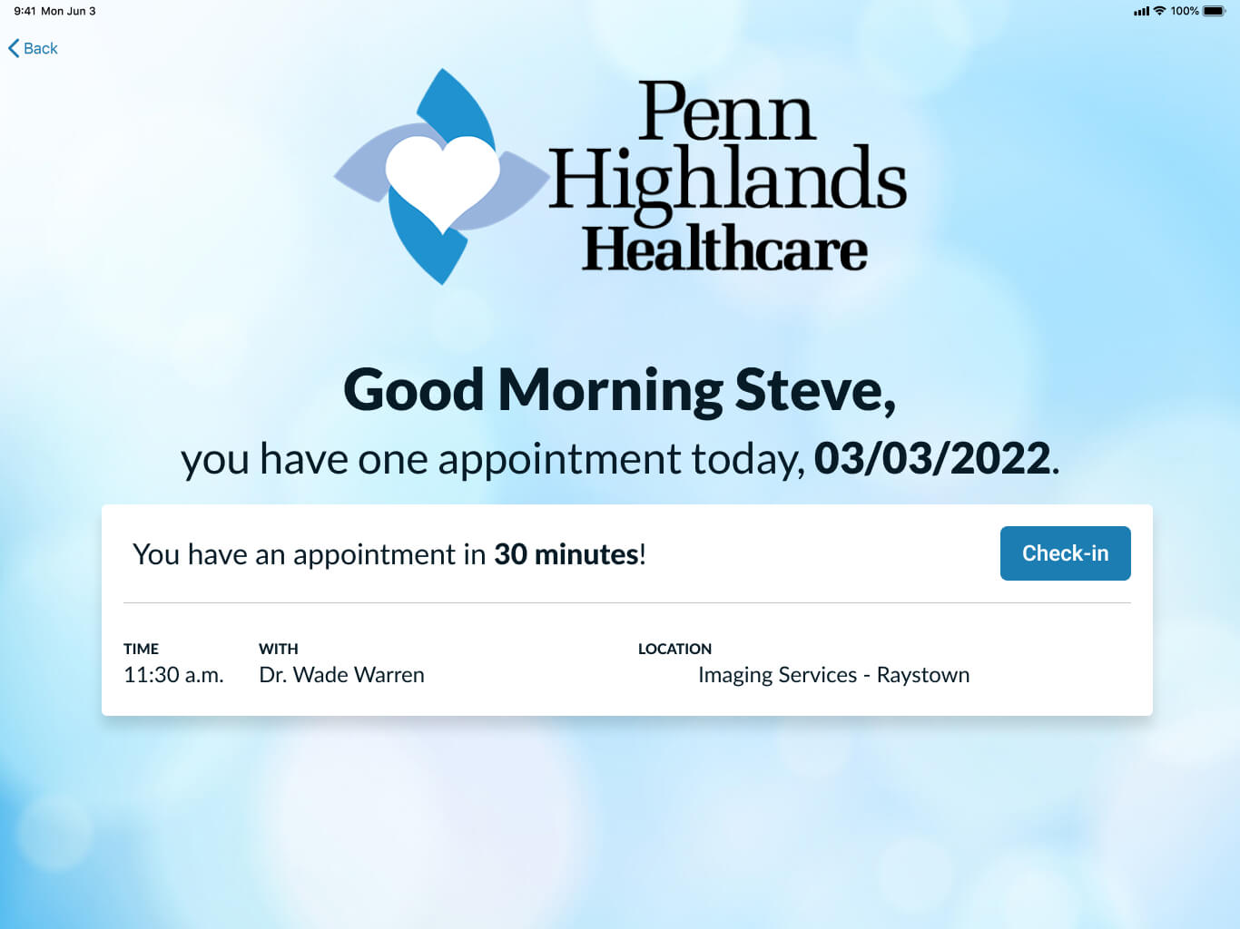 appointment checkin
