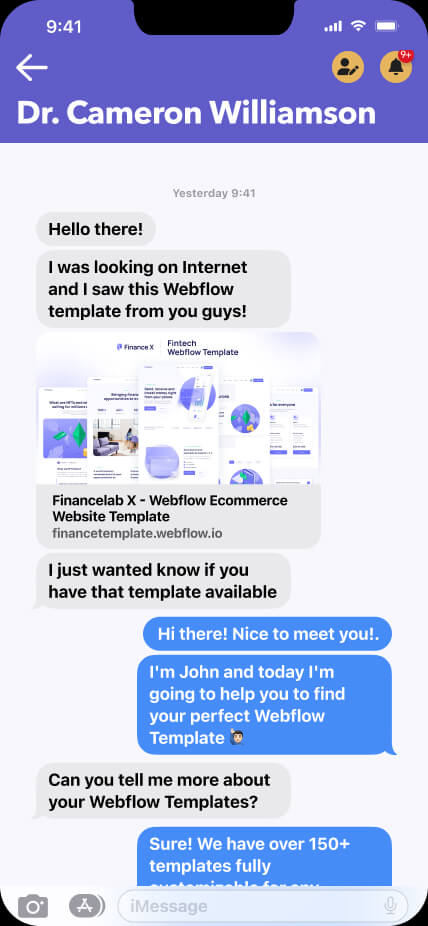 messages landing page