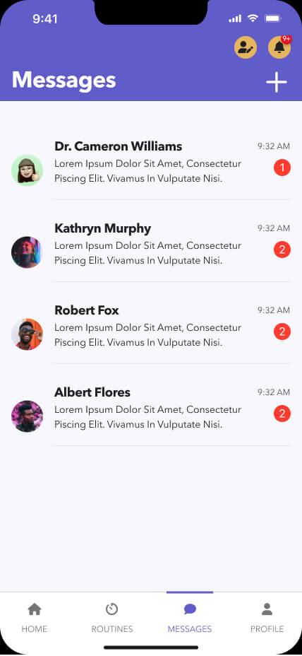 messages landing page